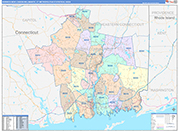 Norwich-New London-Willimantic Metro Area Wall Map Color Cast Style